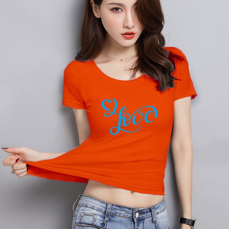 YOURSTYLE1119 - KAOS WANITA ONECK love blue sign/ KAOS TERLARIS / KAOS ONECK