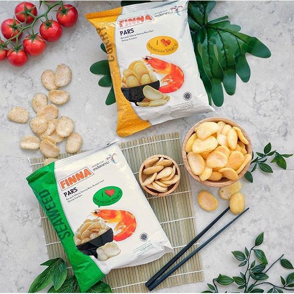 [HALAL] Finna Pars Kerupuk Udang BBQ / Kari Curry / Fina Krupuk Rumput Laut Seaweed 40gr