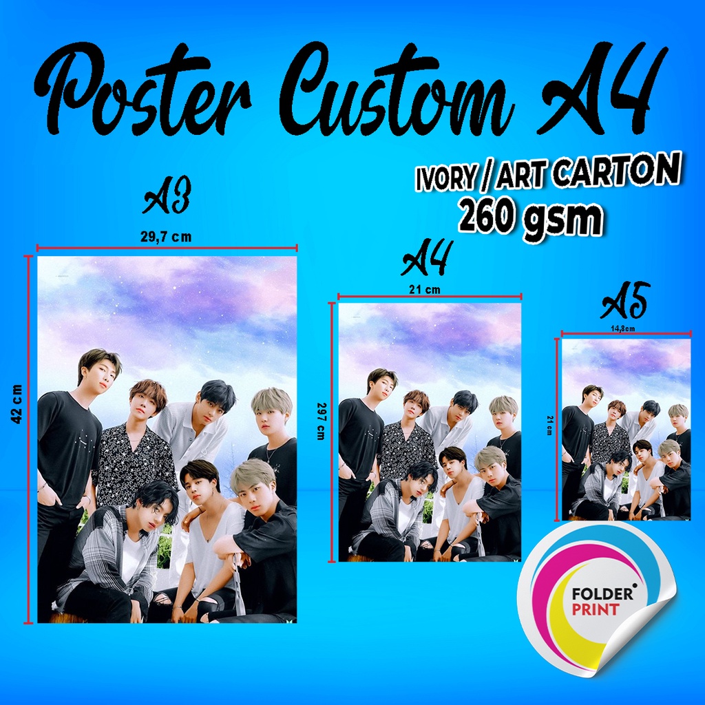 Cetak Poster Custom A4 Glossy Art Karton 260 Gram