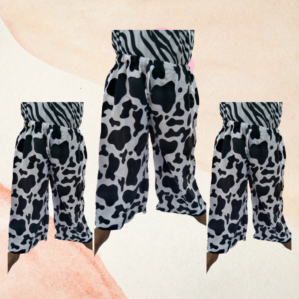Celana Kulot Anak Rayon Premium Motif Sapi Usia 2-5 tahun