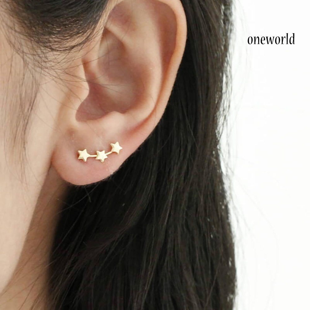 OW@ 1 Pair Women Fashion Elegant Small Stars Ear Stud Earrings Party Jewelry Gift