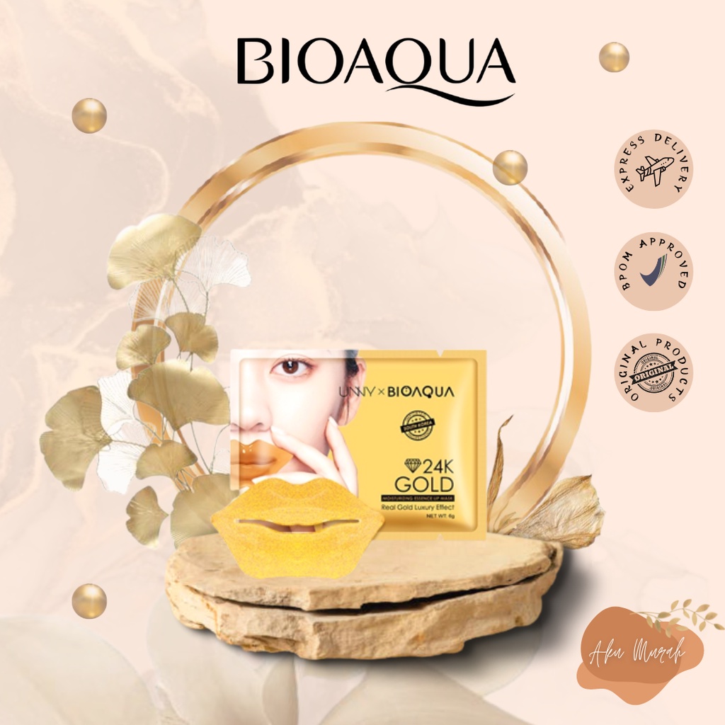 ✨ AKU MURAH ✨ BIOAQUA 24K Gold Moisturizing Essence Lip Mask 6g 1PCS/Per Pcs Masker Bibir Gold