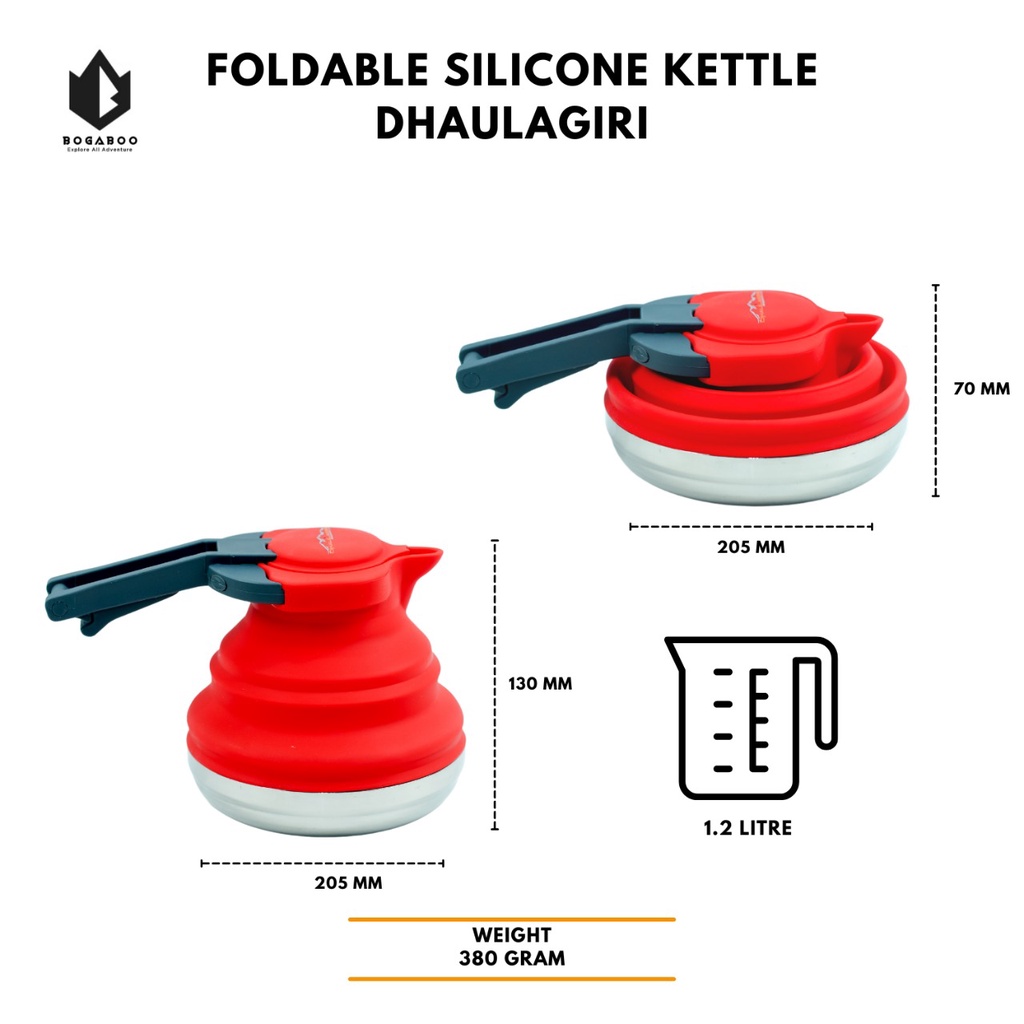 Bisa COD Teko Lipat Dhaulagiri Kapasitas 1,2 Liter Food Grade - Folding Kettle - Teko Silikon