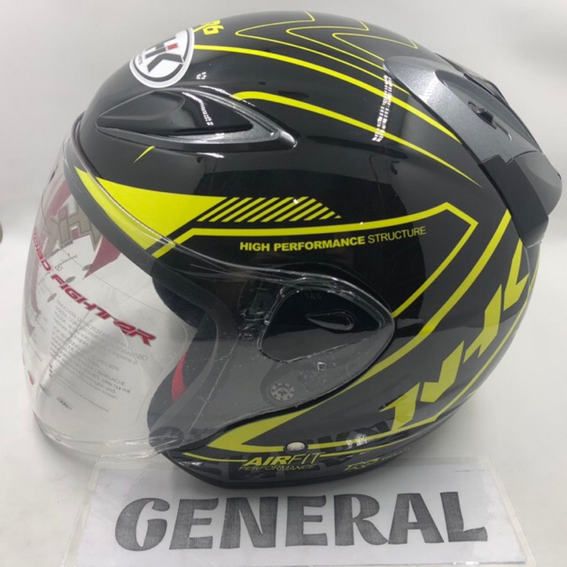 Helm NHK R6 Motif Airfit-R / Airfit Black Yellow Hitam Kuning Glossy