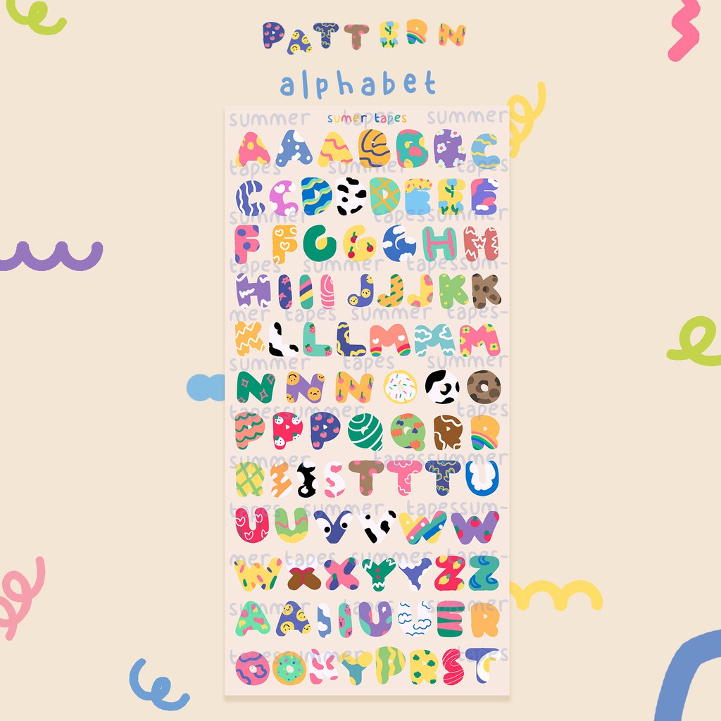 

Summer Tapes - Pattern Alphabet Seal Sticker / Deco Sticker / Stiker Jurnal