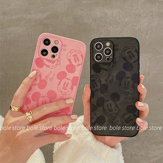 Case Bahan Kulit Motif Mickey Minnie Untuk iPhone 13 pro Max 12 11 pro Max 6S 7 8 Plus X XR SE 2020