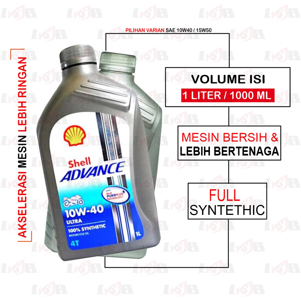 Oli Shell Advance Ultra Full Synthetic 15w50 1L Motor Sport 4T Bebek Premuim Import Thailand 100 %