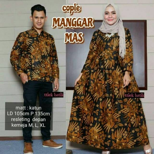 Mall Grosir Sarimbit Couple Kemeja Gamis Batik ORIGINAL Sogan Manggar Valentine Diskon Murah