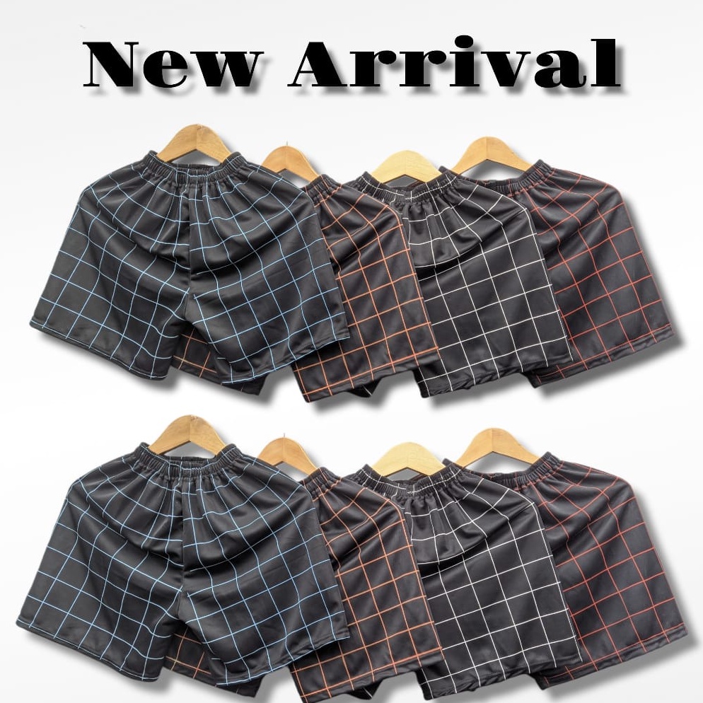 (1kg=8pcs)celana pendek olahraga sporty polos gym running/celana pendek pria olahraga sport-TARTAN GARIS HIJAU