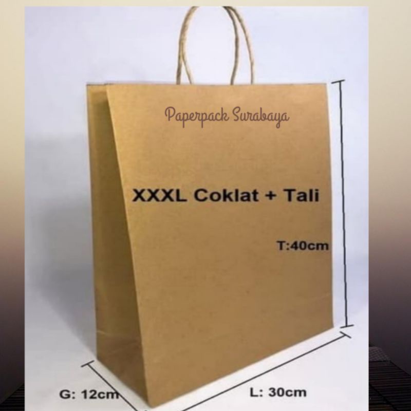 

Paperbag dengan tali ukuran XXXL 30x12x40cm