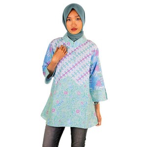 Blus Batik Soft Caroline - Biru