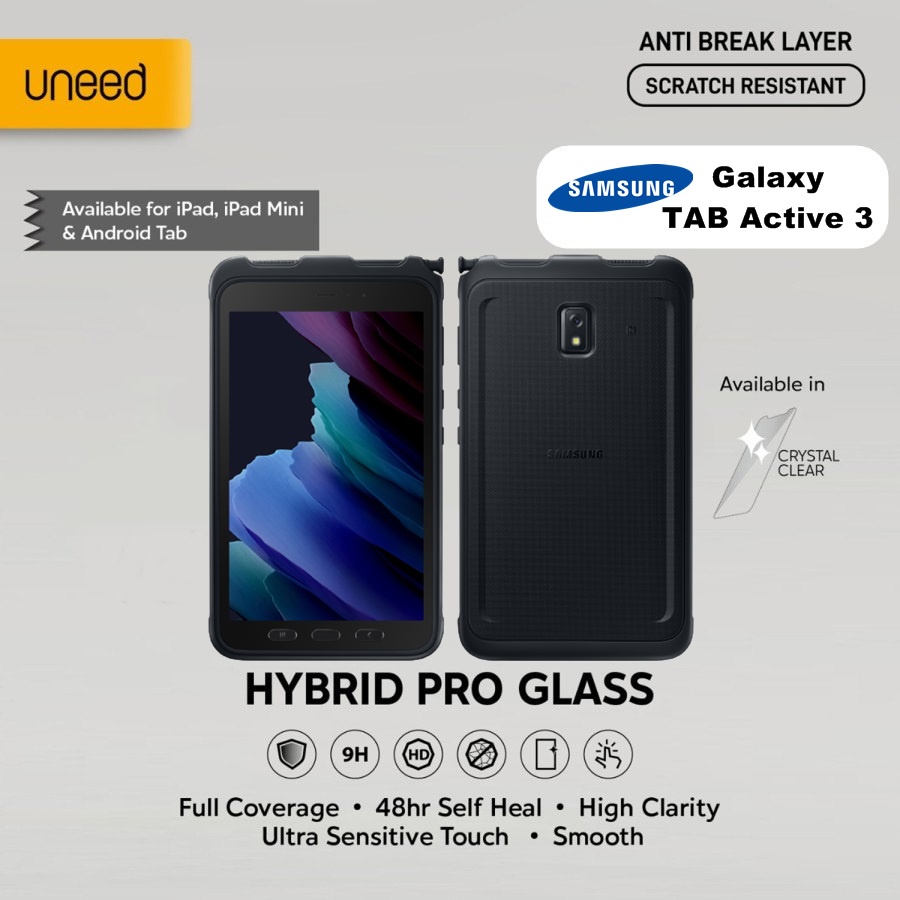 UNEED Hybrid Pro Samsung GALAXY TAB Active 3 Screen Protector Full Cover