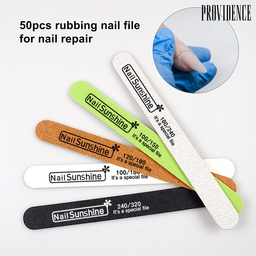 Providence 50Pcs Nail File Smooth Nail Dual Sided Manicure Tools Natural Arylic False Gel Nail  Nail File for Salon