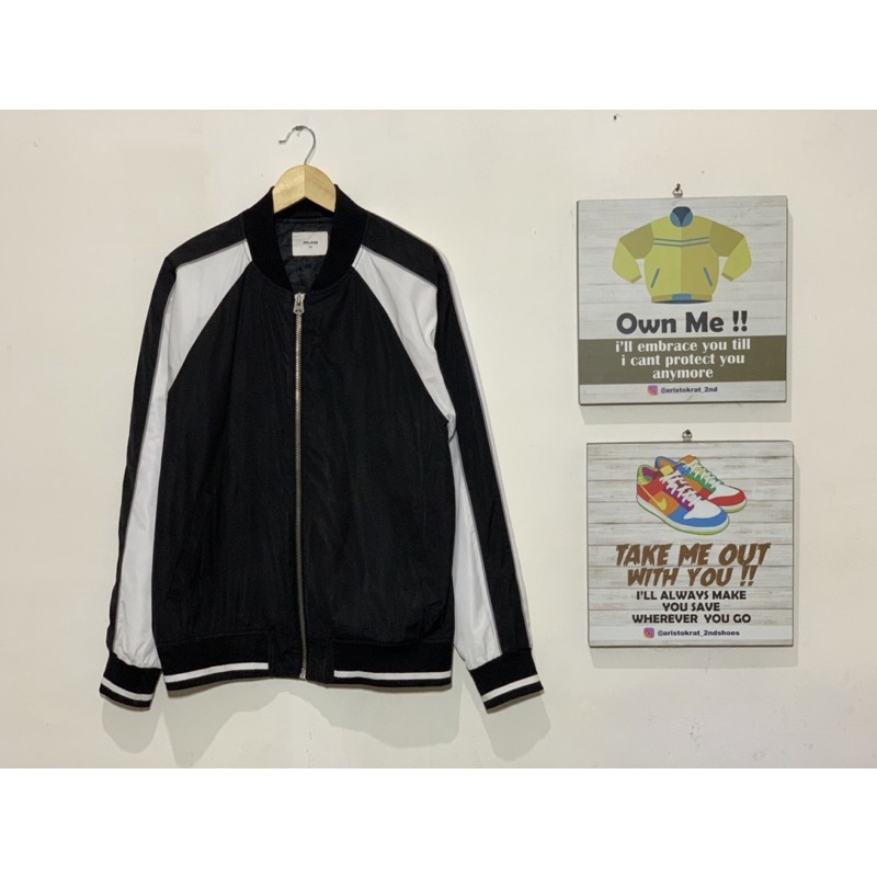 bomber varsity polham black white hitam putih second bekas