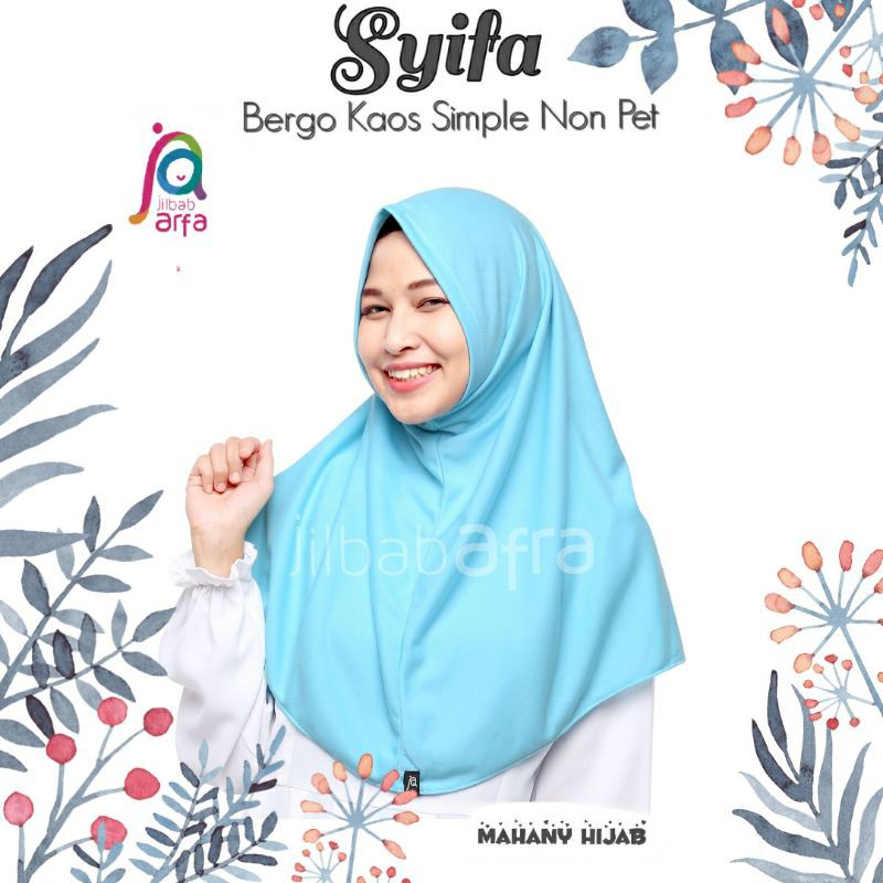 Syifa Bergo Syiria JilbabArfa non pet kaos warna biru langit
