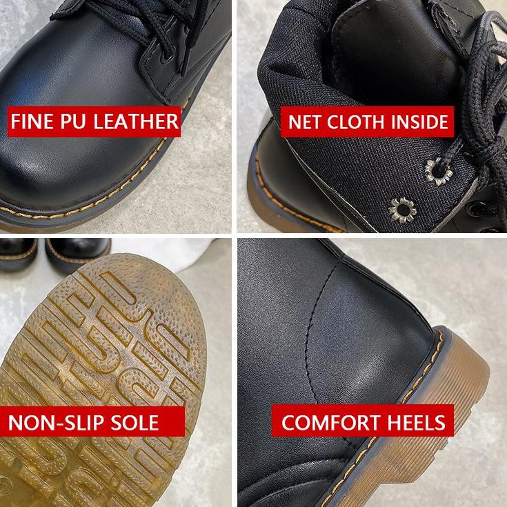 I10F Sepatu Boots Martin Gaya Retro British Korea Untuk Pelajar Wanita 12cm .
