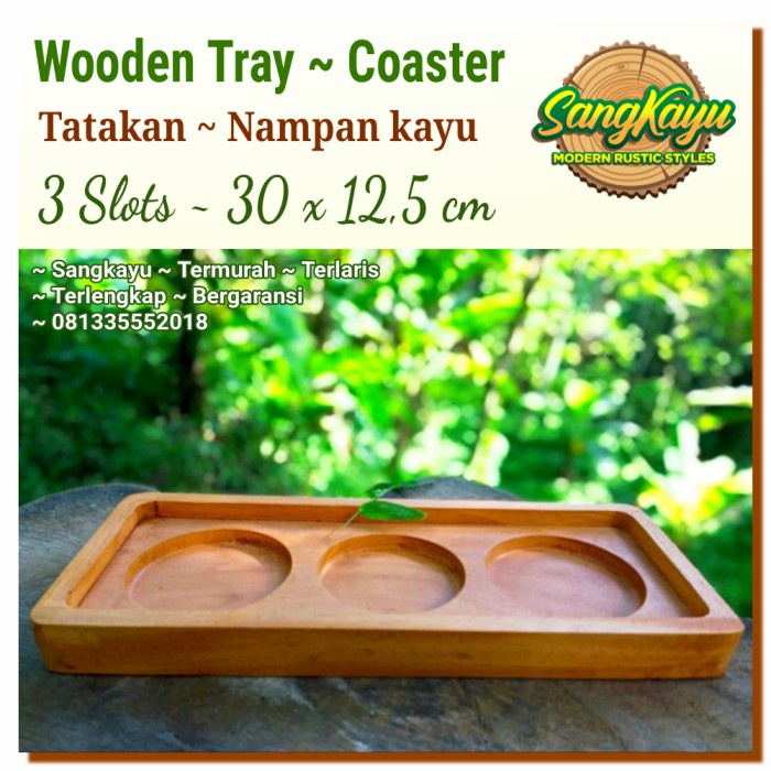 Nampan kayu tatakan kayu 30x12,5x2,5cm wooden tray Coaster