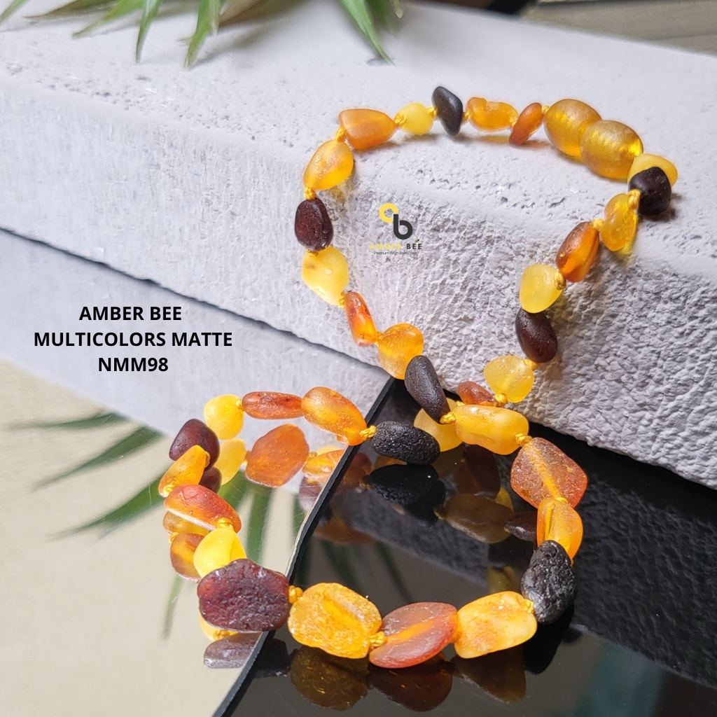 Kalung Amber Anak Tumbuh Gigi Matte Multicolor Beans Multicolor NMMC98 by Amber bee