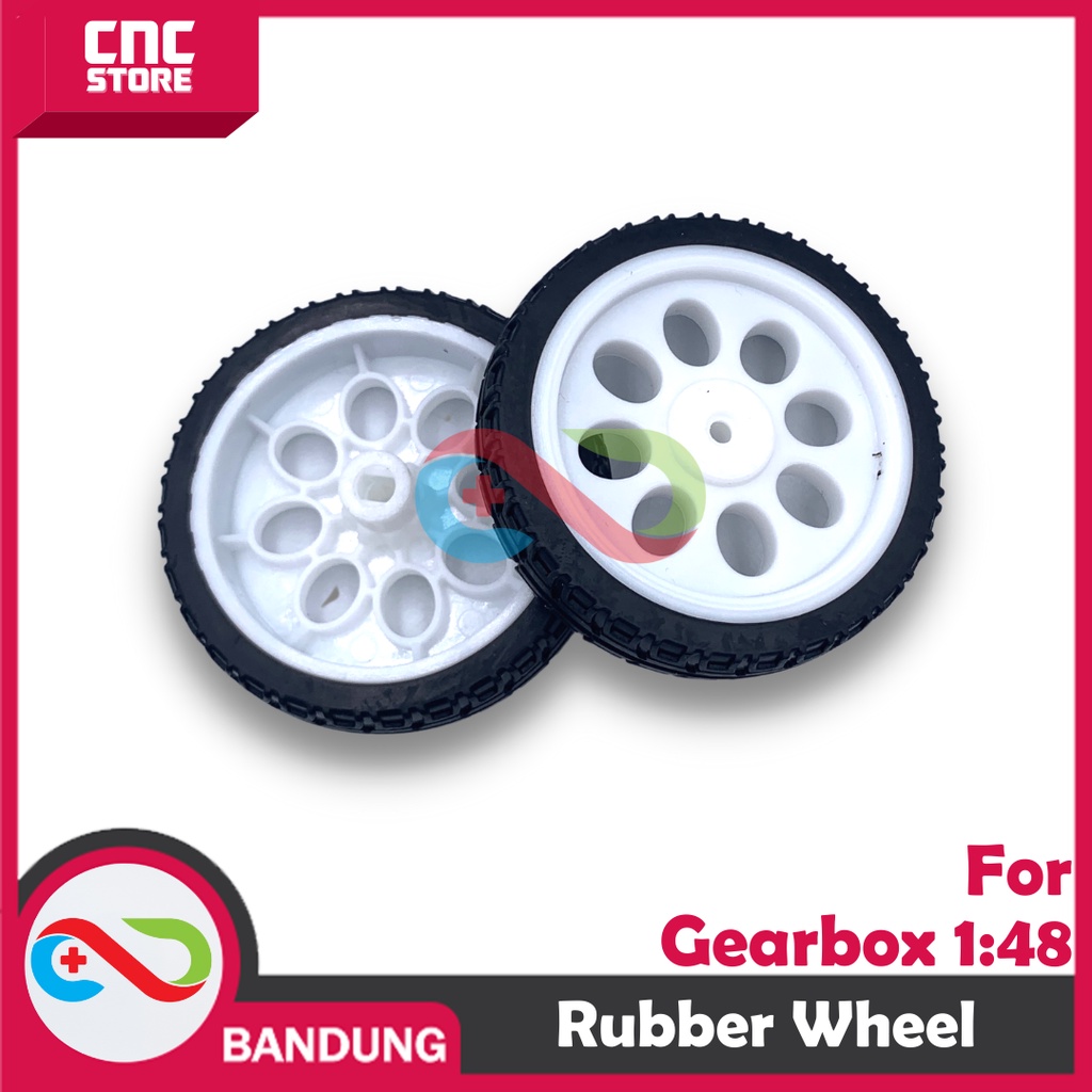 RODA RUBBER WHEEL MOTOR FOR MOTOR DC GEARBOX 1 48 WHITE PUTIH