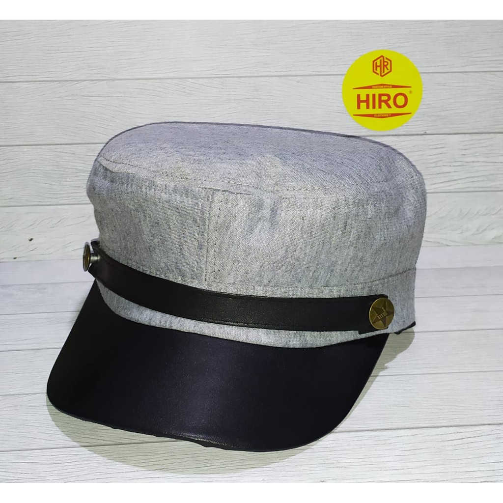 [COD]TOPI DISTRO PRIA/TOPI SAILORMAN ARMY LEATHER CAP CADET MILITARY/TOPI DISTRO KEREN