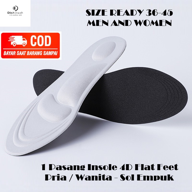 [BAYAR DI TEMPAT] 1 Pasang Insole 4D Flat Feet Pria / Wanita - Sol Empuk Sangat Cocok Untuk Kaki Pegal 4D Design