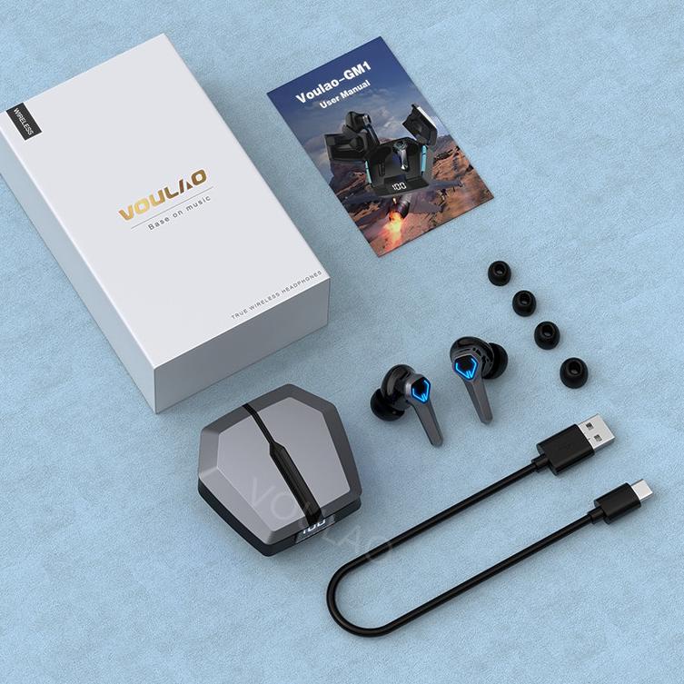 Model Baru.. (ready stock)VOULAO-GM1 TWS Headset bluetooth Nirkabel 5.3 65ms Latensi Rendah Earbud O