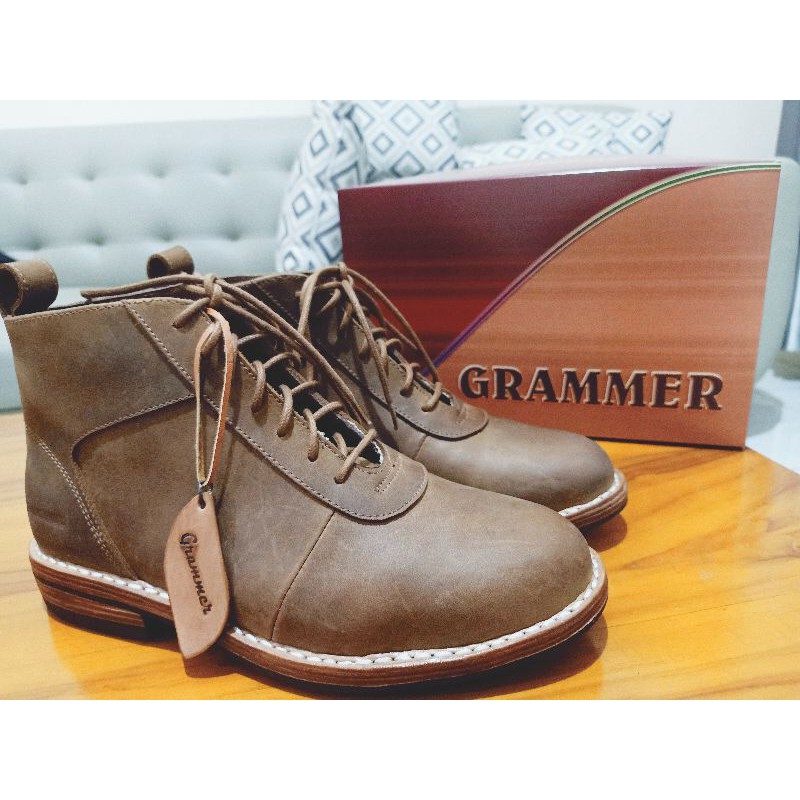 Sepatu Pria Boot Custom Handmade vintage Classic Full Kulit Pull Up Grammer