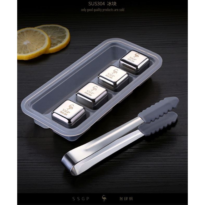 

SSGP ice tube 304 stainless steel es batu reuseable 4 pcs + ice clip