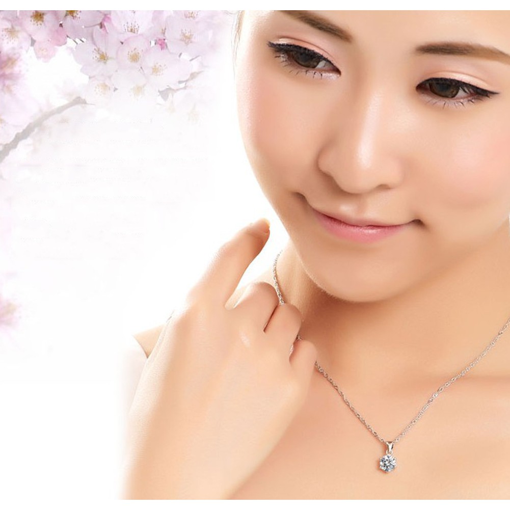 Fancyqube 925 perak enam cakar berlian imitasi satu liontin kalung putih