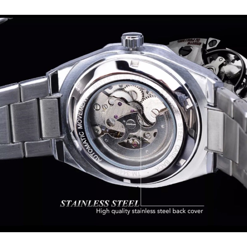 Jam Tangan Pria Mechanical Automatic Movement Homage Royal Silver White Luxury