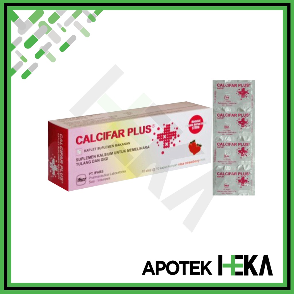 Calcifar Plus Kaplet Kunyah Chewable Box isi 10x10 - Suplemen Kalsium (SEMARANG)