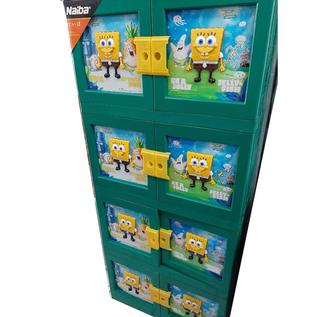 lemari plastik lemari pakaian naiba 3D susun 4 spongebob