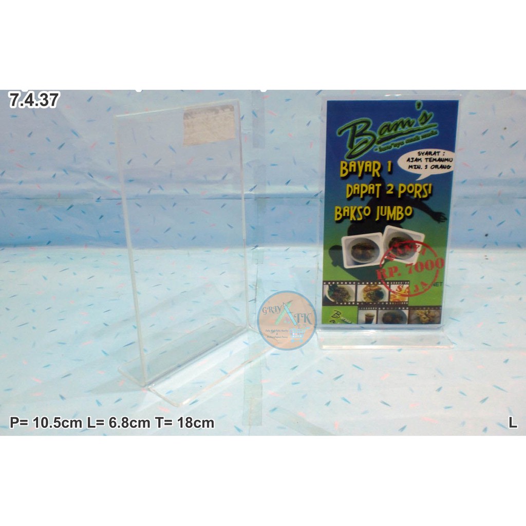 

Label Akrilik Sign Board Sign Holder 1/3 Folio 2 sisi 18 x 10,5