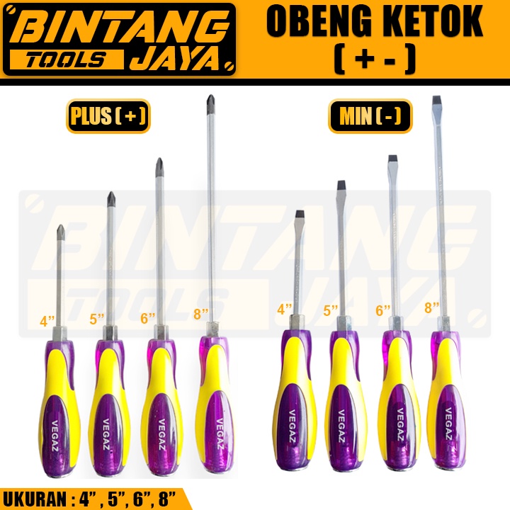 Obeng Tembus Ketok Plus+ Min- Screwdriver Obeng Tembus Gedor Getok