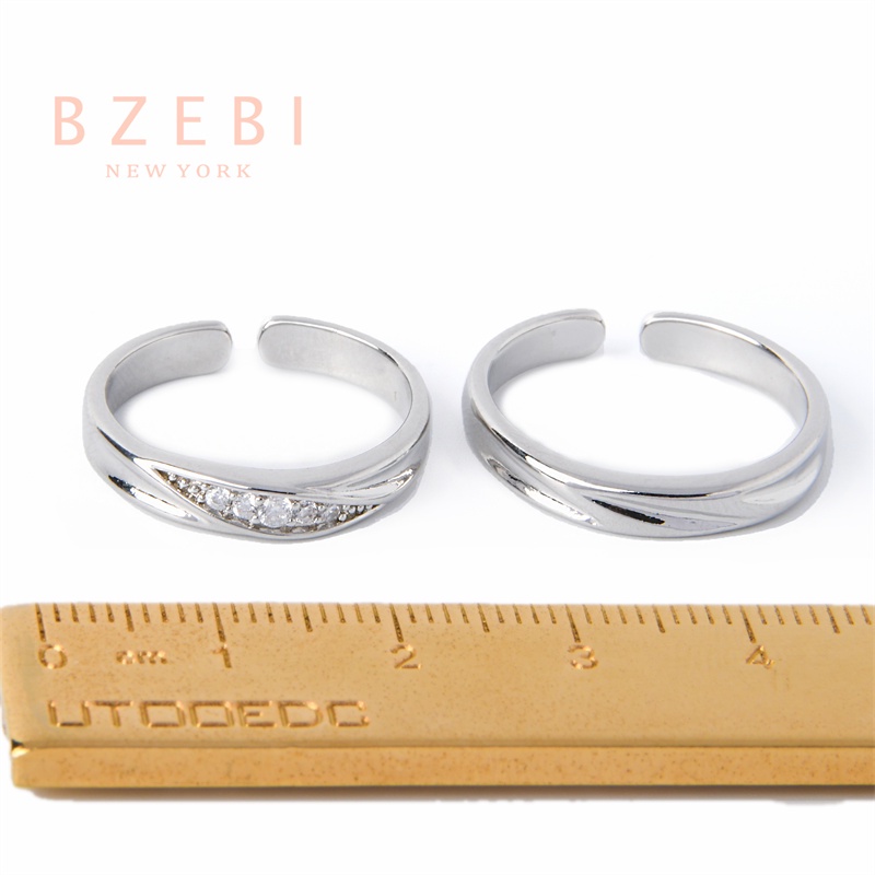 Bzebi Set Cincin Platinum 18k Minimalis Gaya Korea Untuk Pasangan / Pria / Wanita 886r