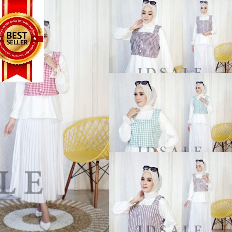 Qus HUMAIRAH BLOUSE+OUTER READY/BAJU PUTIH/BAJU MURAH/BAJU KOTAK/BAJU SIMPEL/BAJU SETELAN/BLOUSE CAN