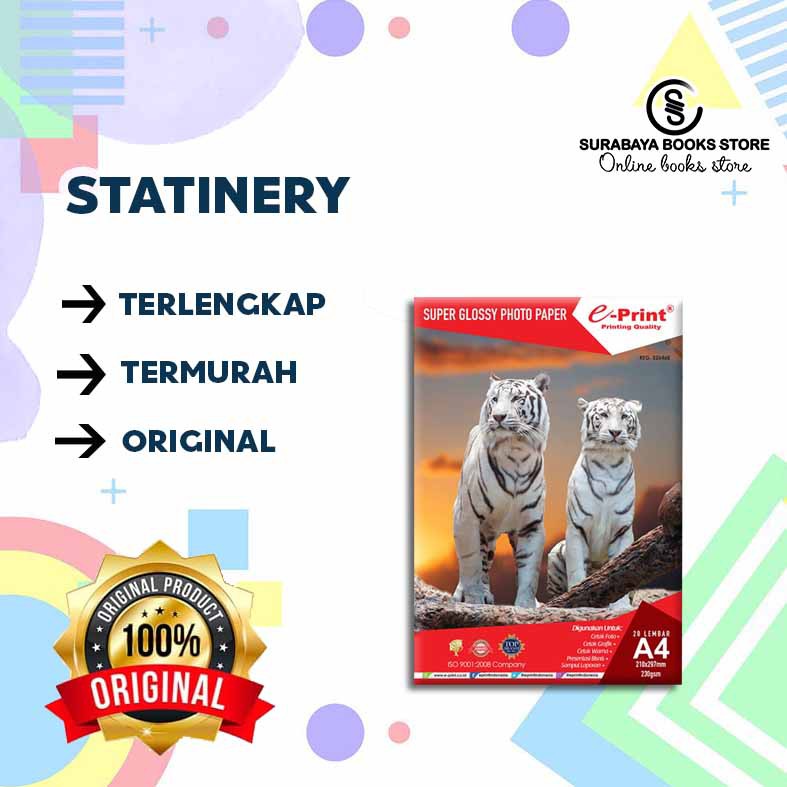

KERTAS PHOTO SUPER GLOSSY A4 20SHEETS 230GSM E-PRINT