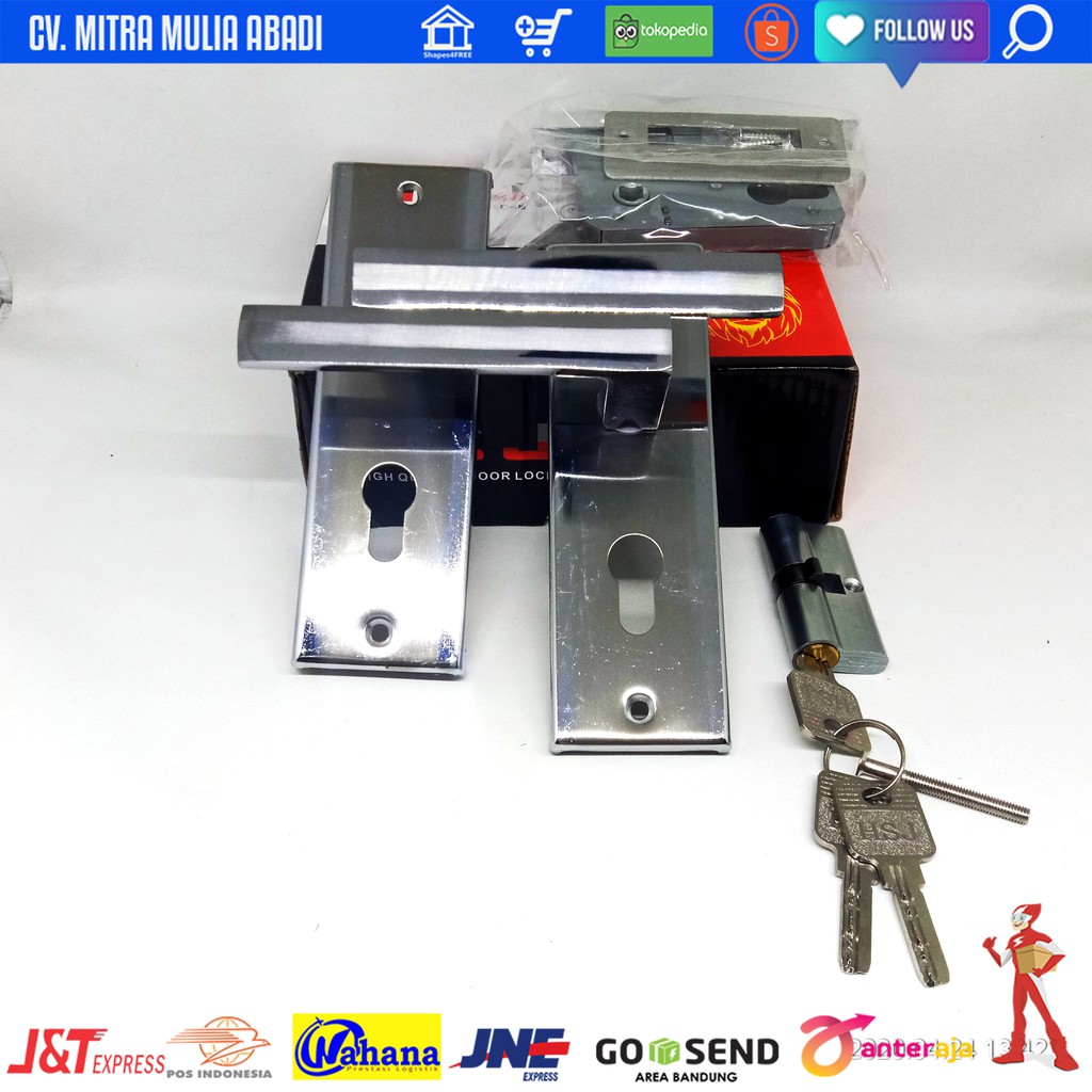 Kunci Pintu Kecil Silinder Premium HSJ GAGANG PINTU FULL SET 15 CM