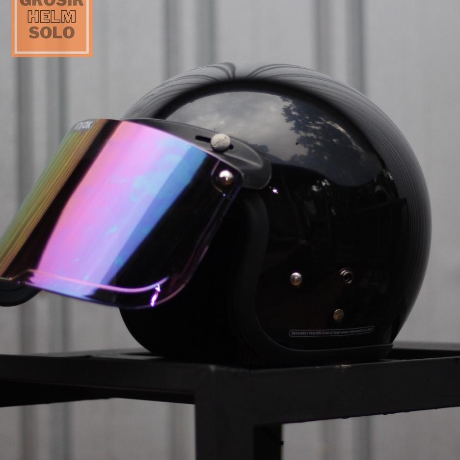 Helm bogo kaca datar retro dewasa warna hitam ukuran S/M/L/XL SNI –BIT.01Jl22ι