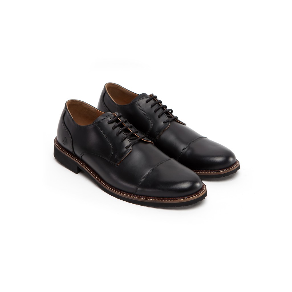 Madrid Black | Sepatu Kulit Asli Formal Vintage Klasik Pria Cowok Men Derby Footwear | FORIND Zapato