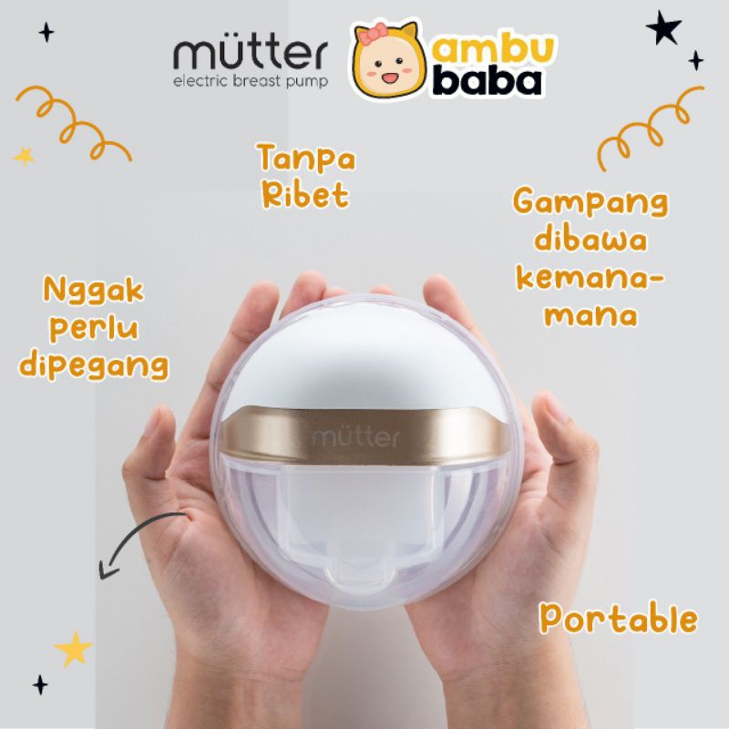 Mutter Gold Handsfree Wearable Breast Pump Pompa ASI Elektrik Hands Free Rechargeable