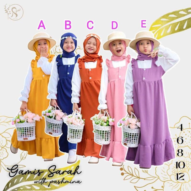 Gamis Anak Perempuan Terbaru Free Pashmina Set Gamis Anak Sarah by Syabiil Kids