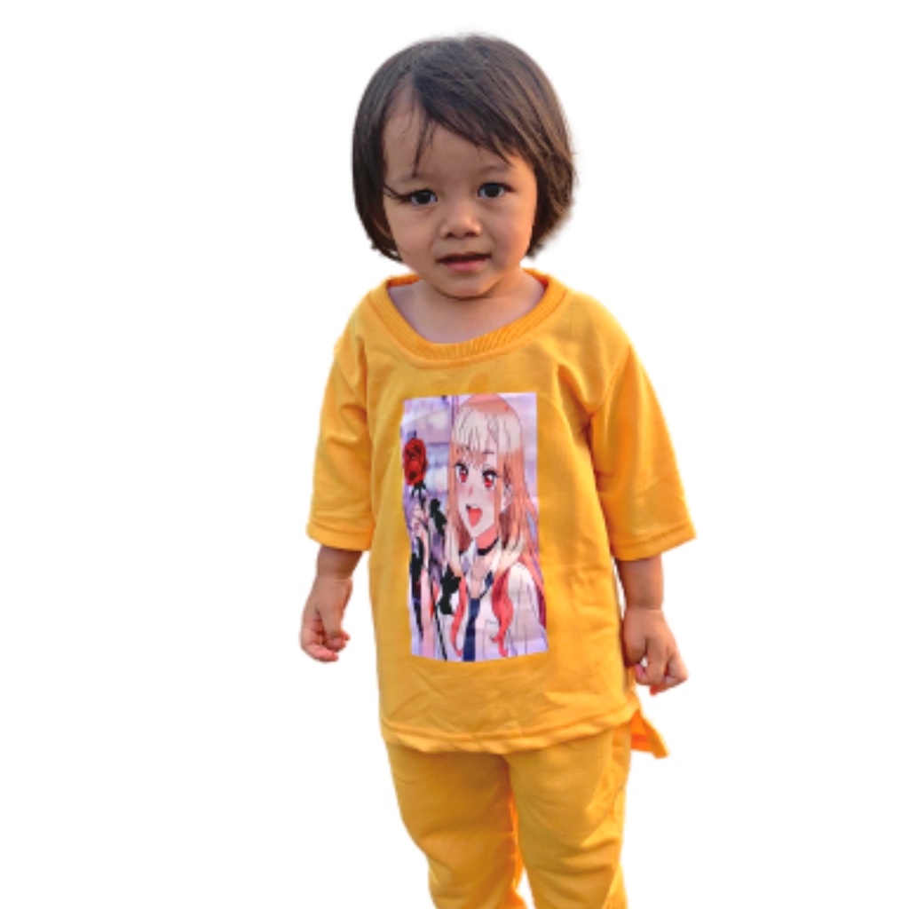 Setelan Tunik Anak Baby Terry Lengan 3/4 Anak Perempuan / Baju Setelan Anak - AMR190