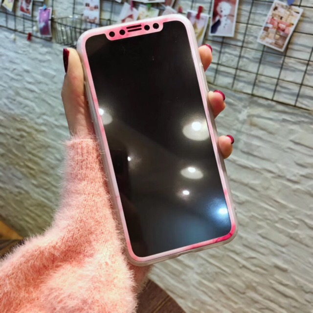 Anti Gores Tempered glass motif marble pink Iph X Iph 8plus Tempered Glass