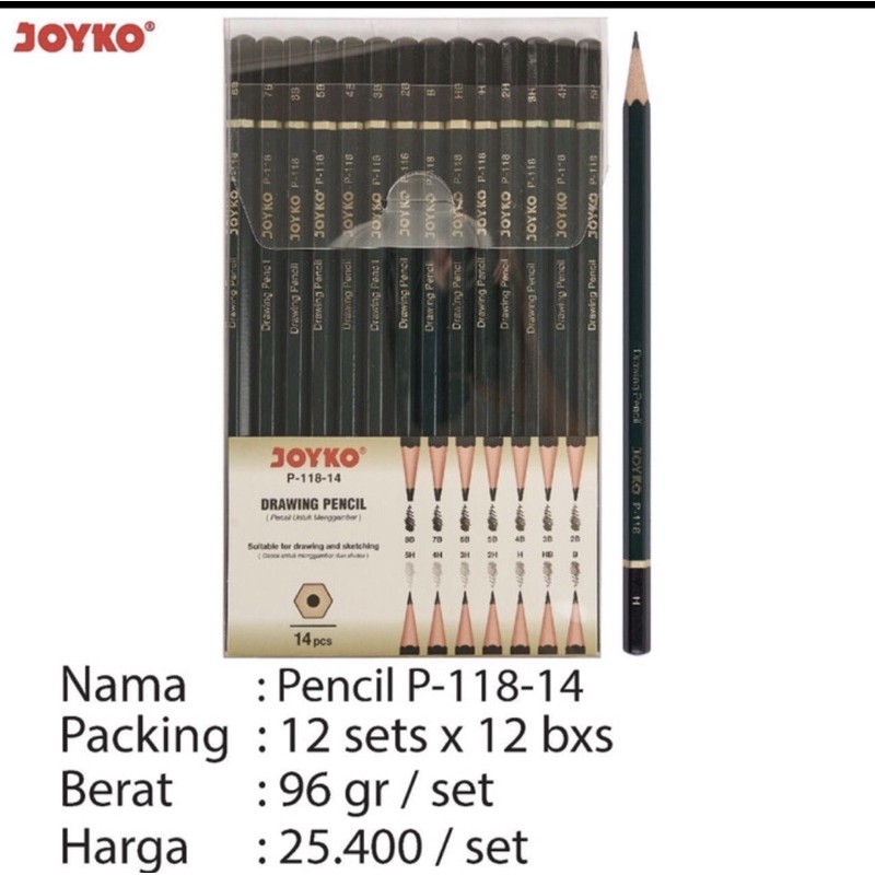 

pensil joyko set p 118 isi 14 ukuran 3 h sampai 8 b