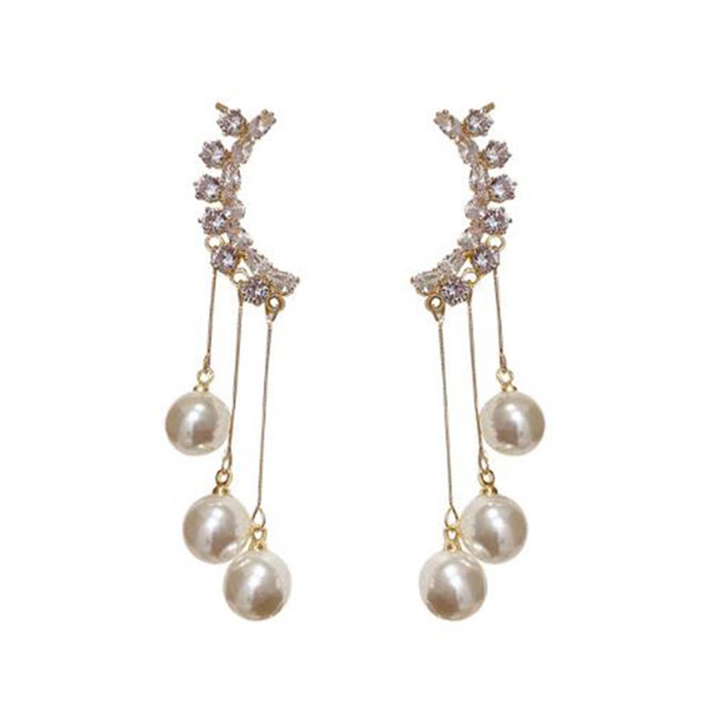 Hu Hu Hu Hu Hu Alat Bantu Pasang Kacamata♡ 1 Pasang Anting Panjang Model Rumbai Aksen Mutiara Imitasi Untuk Wanita