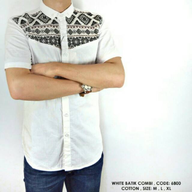 KEMEJA PRIA COWOK POLOS KOMBINASI BATIK