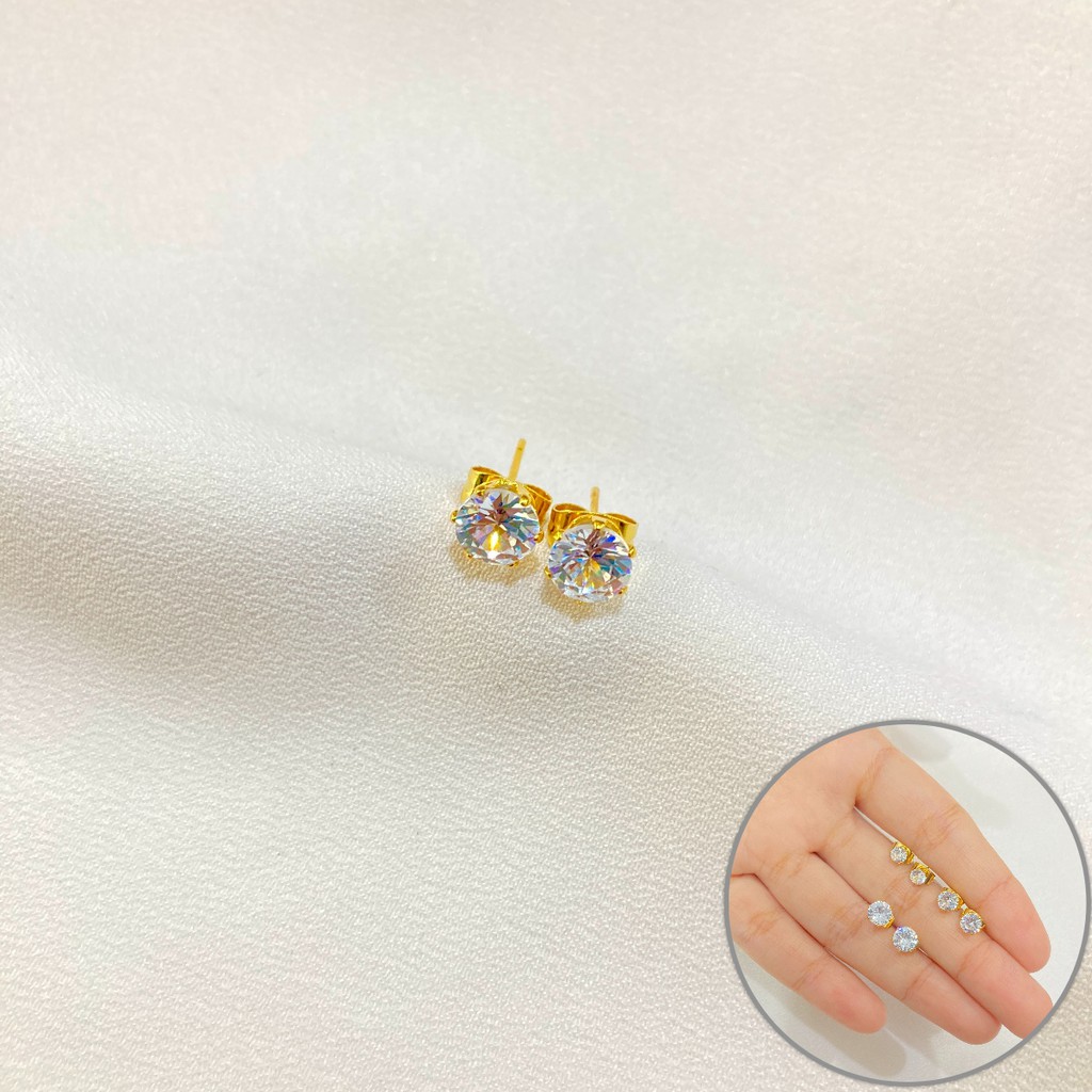 Anting Tusuk Wanita Mata Satu Titanium Anti Karat Korean Style Simple
