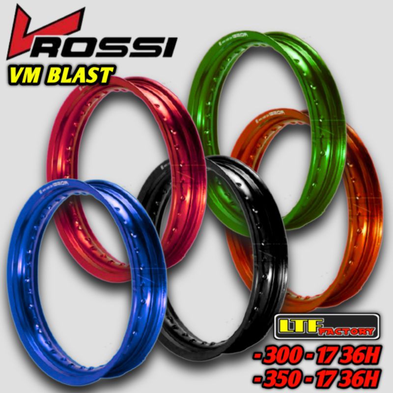 V-ROSSI WM Blast Velg Motor Lebar Sumo Supermoto 300 350-17 Lubang H 36 Original Emas Gold Hijau Mer