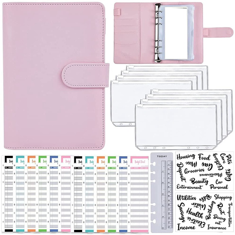 A6 Cash Envelopes Binder Wallet,PU Budget Planner Notebook for Cash Budgeting,Envelope Wallet,Savings Money Binder B